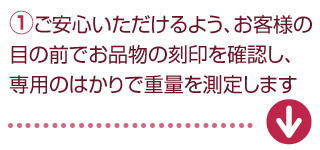 刻印を確認し、重量を測定します